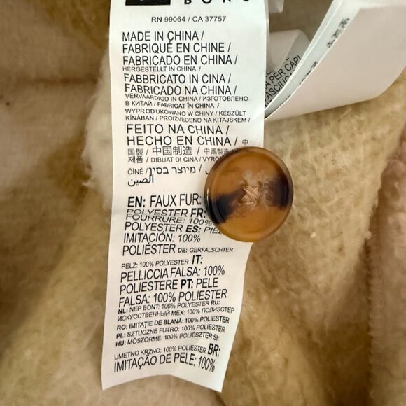 Billabong Fairbanks Fleece Jacket, Plaid Cream and Tan, Size XS - Picture 6 of 8